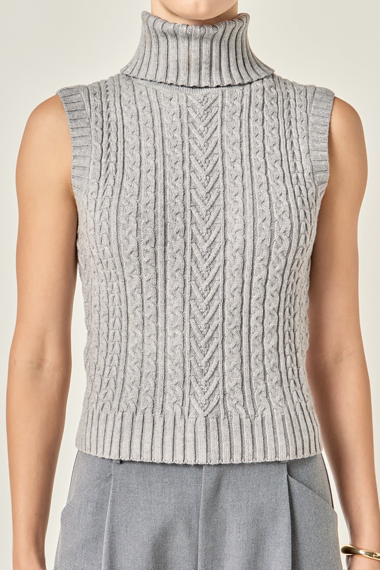 ENGLISH FACTORY - Cable Mock Neck Knit Top - TOPS available at Objectrare