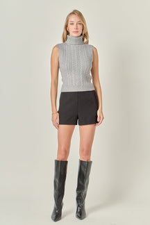 ENGLISH FACTORY - Cable Mock Neck Knit Top - SWEATERS & KNITS available at Objectrare