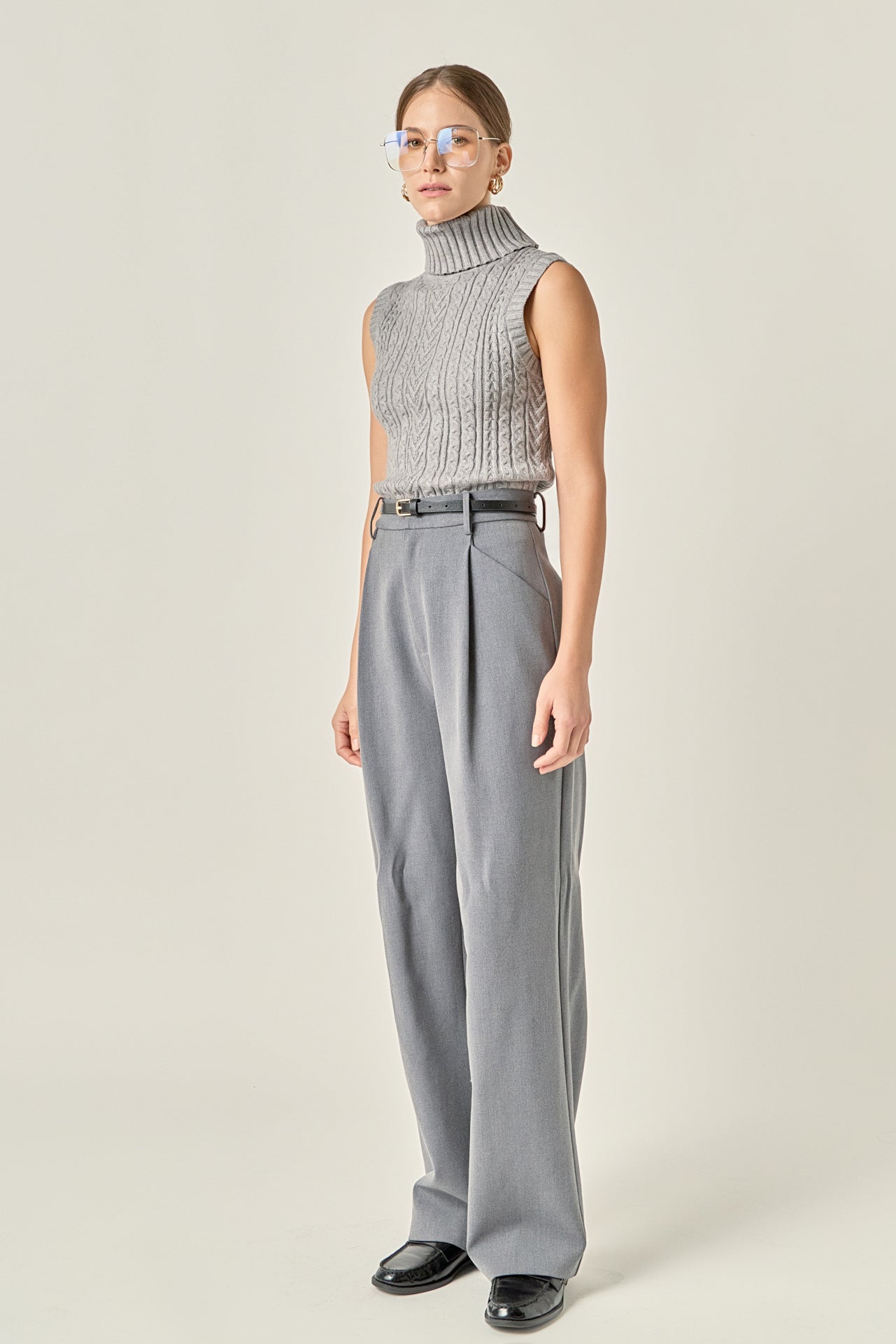 ENGLISH FACTORY - Cable Mock Neck Knit Top - TOPS available at Objectrare