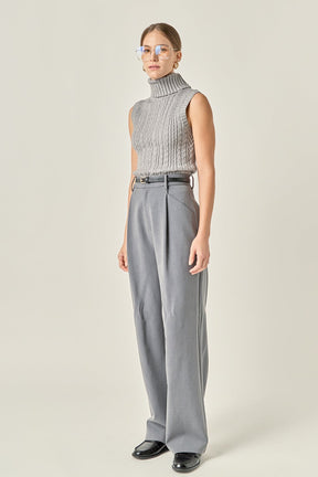 ENGLISH FACTORY - Cable Mock Neck Knit Top - TOPS available at Objectrare