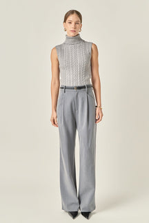 ENGLISH FACTORY - Cable Mock Neck Knit Top - TOPS available at Objectrare