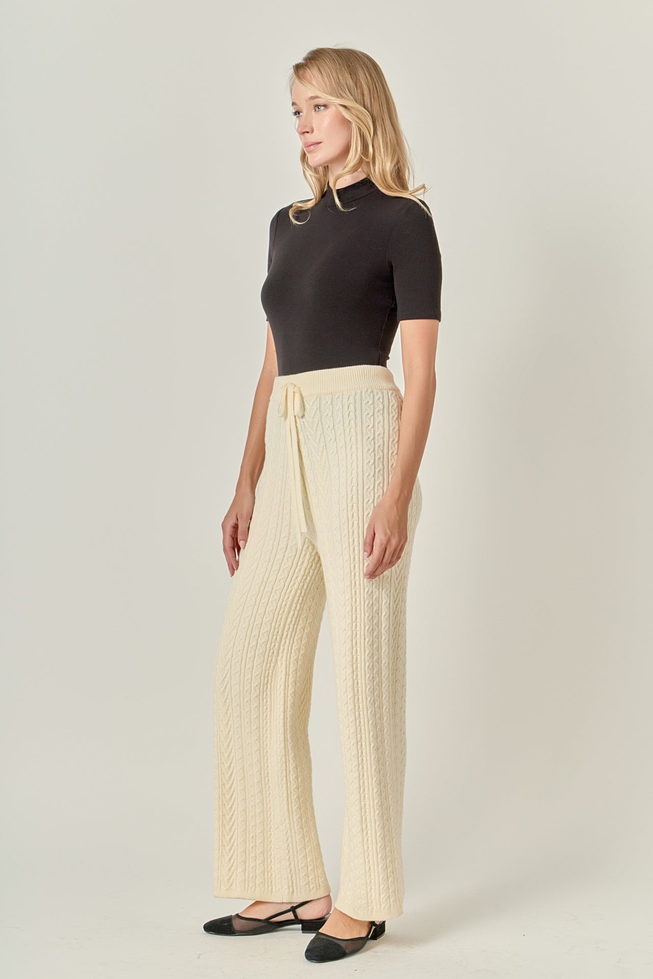 ENGLISH FACTORY - Cable Knit Long Pants - PANTS available at Objectrare