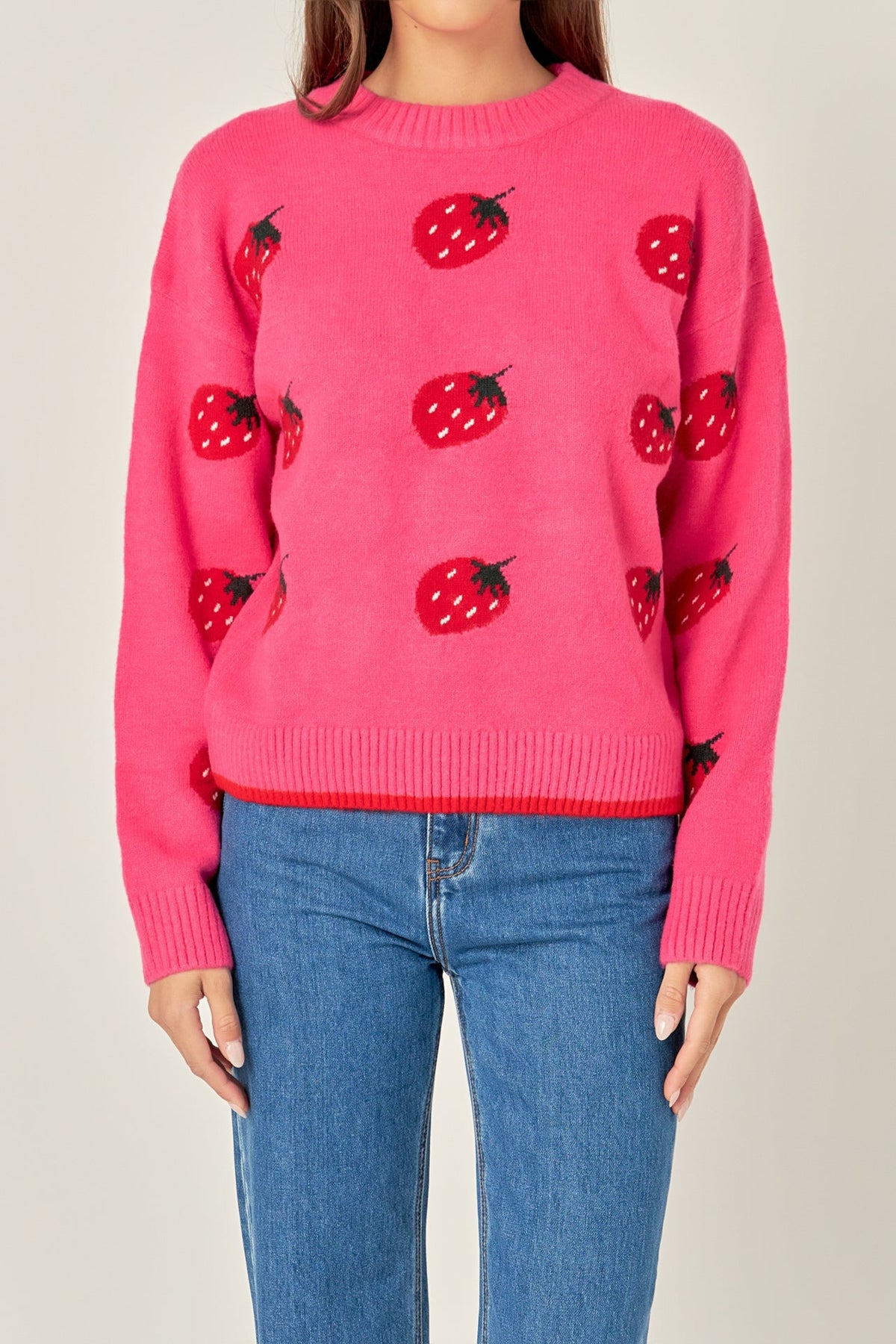 ENGLISH FACTORY - Strawberry Crew Neck Knit - SWEATERS & KNITS available at Objectrare