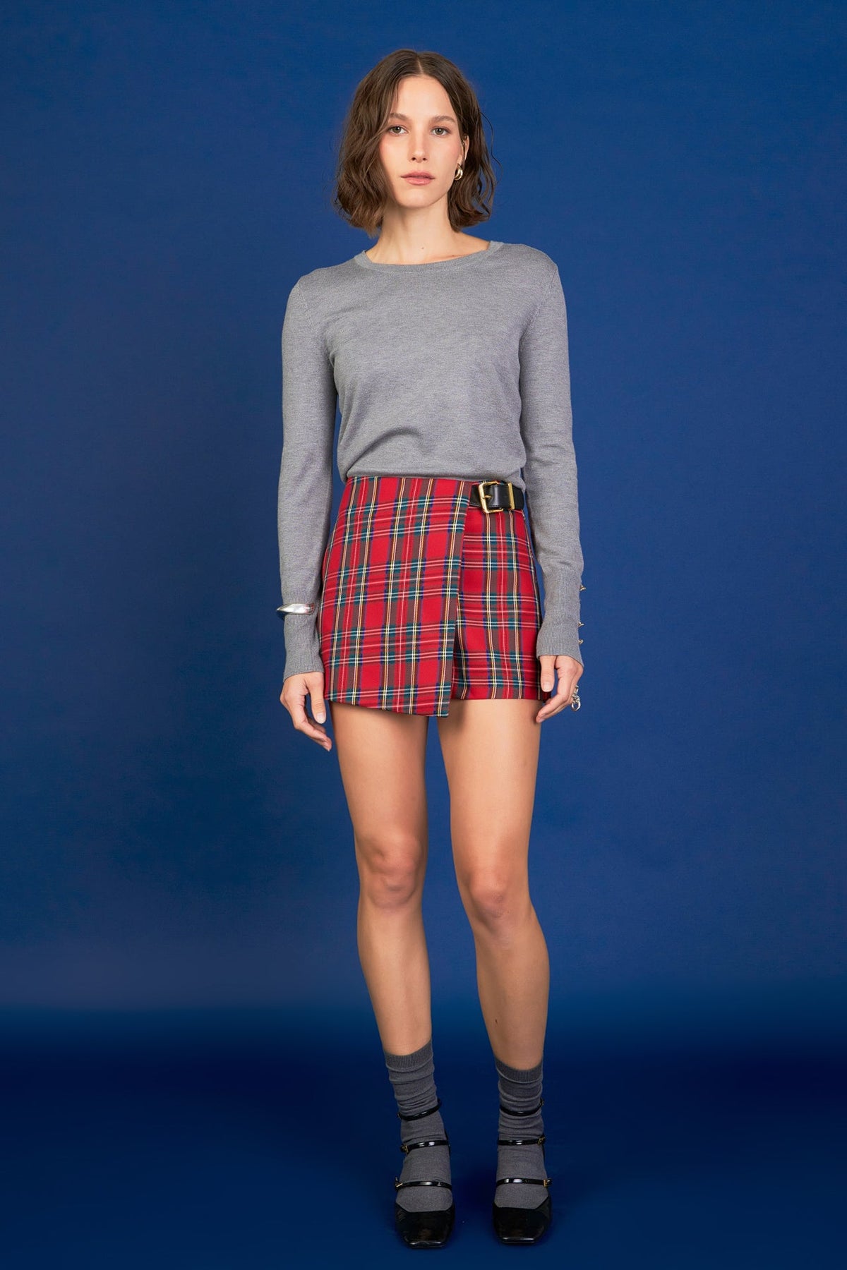 Red Check Skort