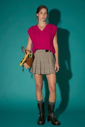 ENGLISH FACTORY - Check Buckle Pointed Skort - SKORTS available at Objectrare