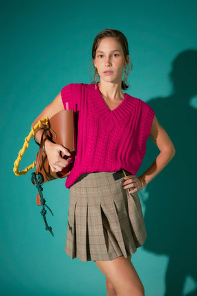 ENGLISH FACTORY - Check Buckle Pointed Skort - SKORTS available at Objectrare