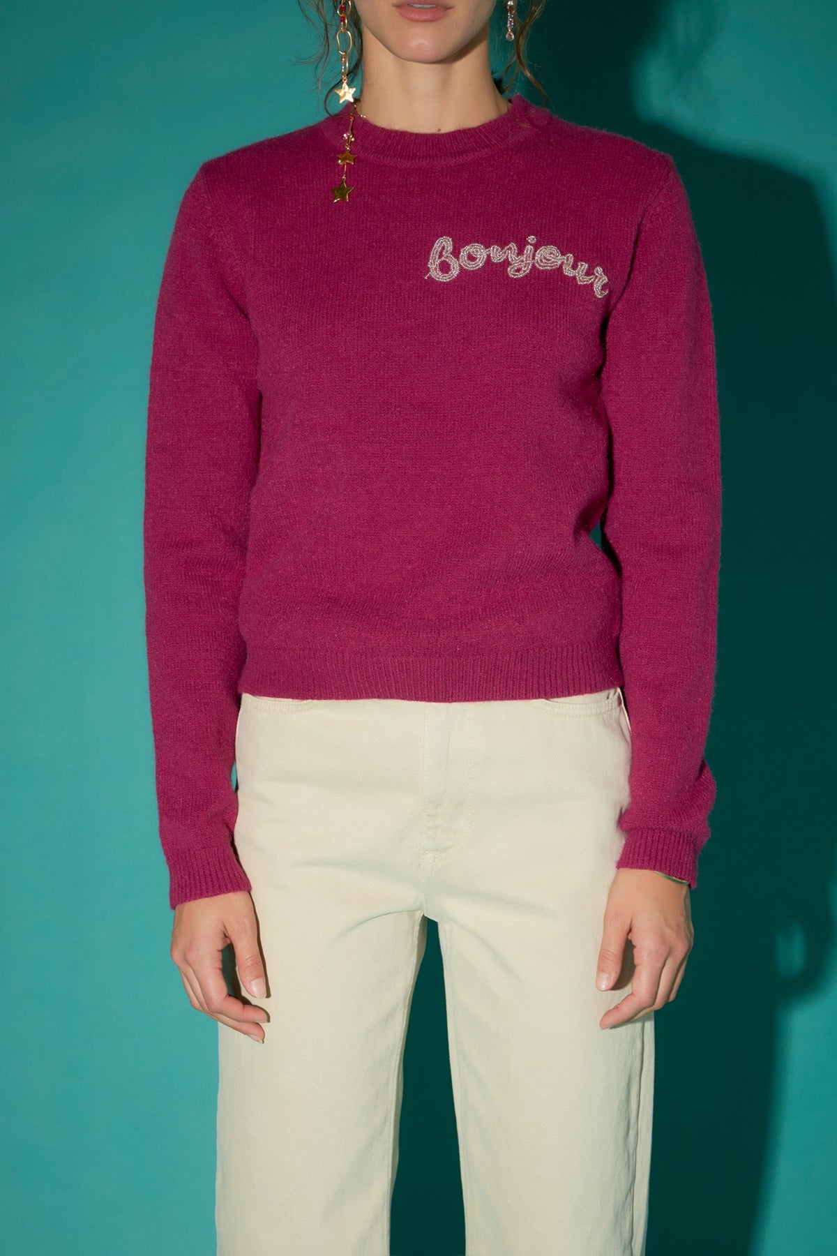 ENGLISH FACTORY - Bead Letter Knit - SWEATERS & KNITS available at Objectrare