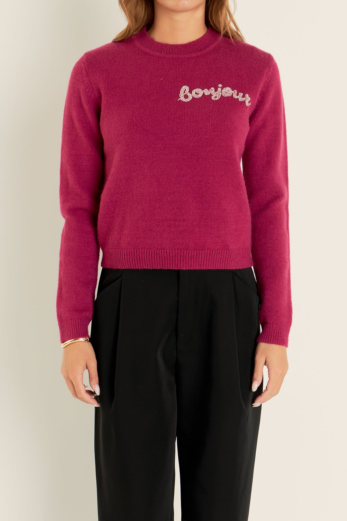 ENGLISH FACTORY - Bead Letter Knit - SWEATERS & KNITS available at Objectrare