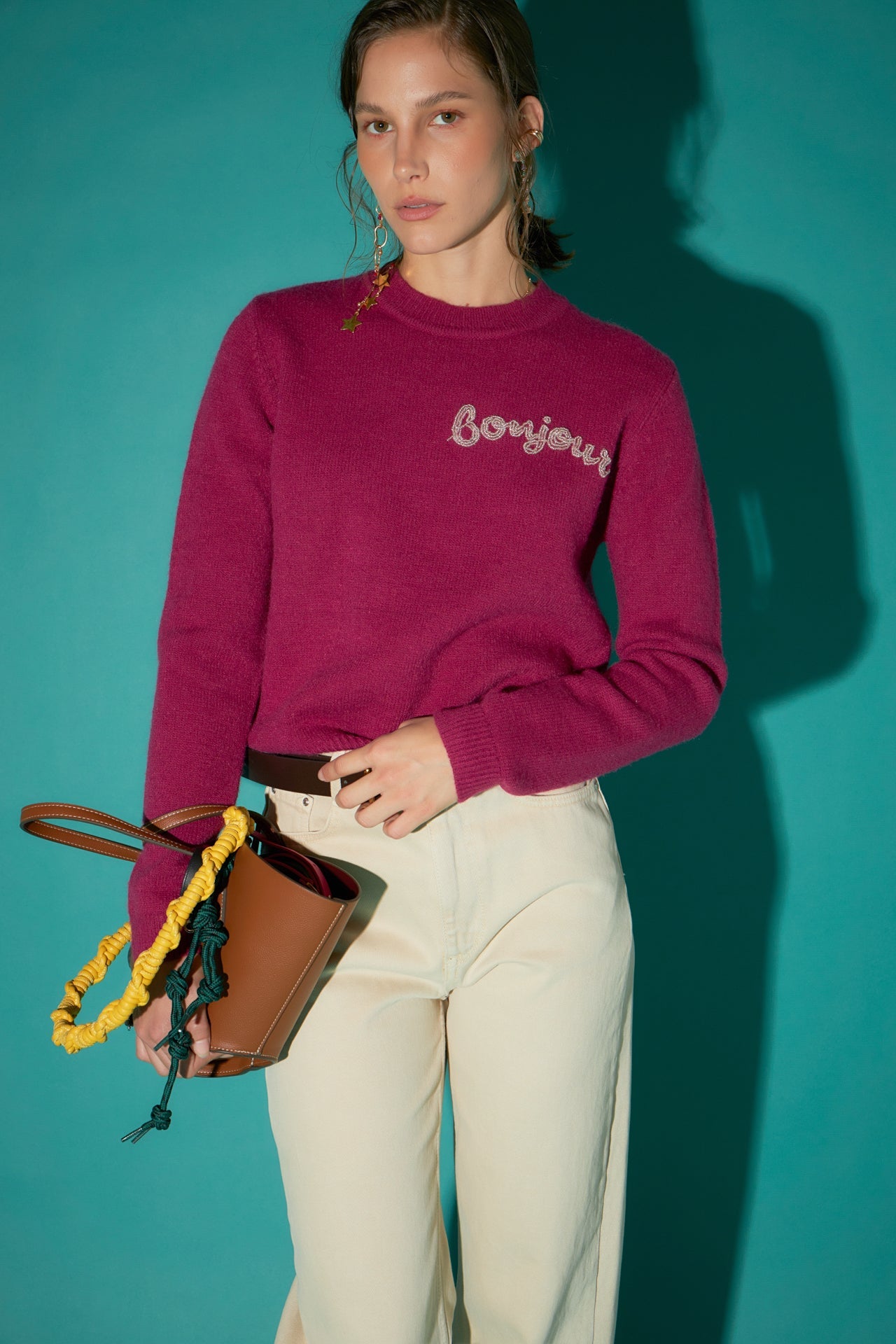 ENGLISH FACTORY - Bead Letter Knit - SWEATERS & KNITS available at Objectrare