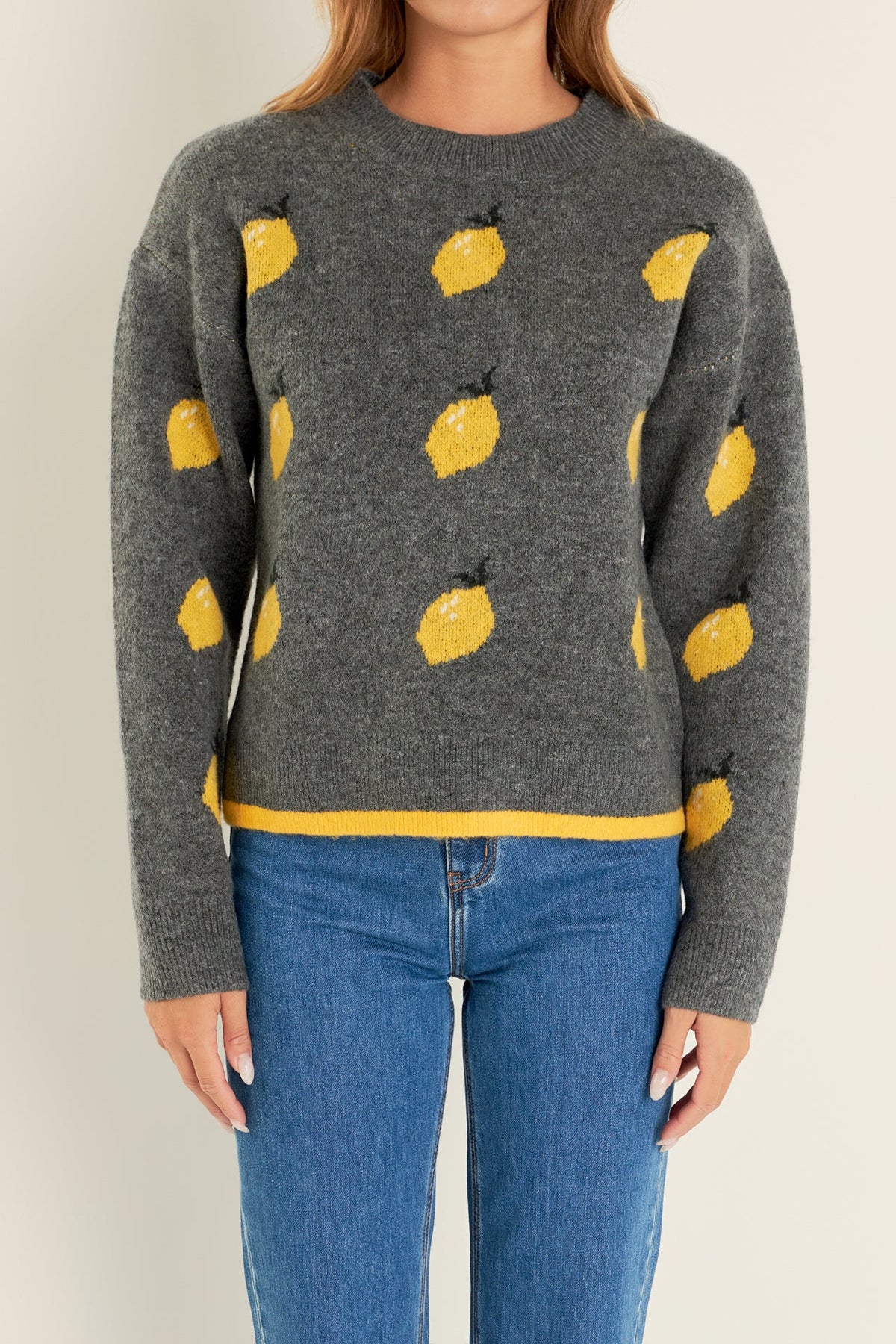 ENGLISH FACTORY - Lemon Crew Neck Knit - SWEATERS & KNITS available at Objectrare