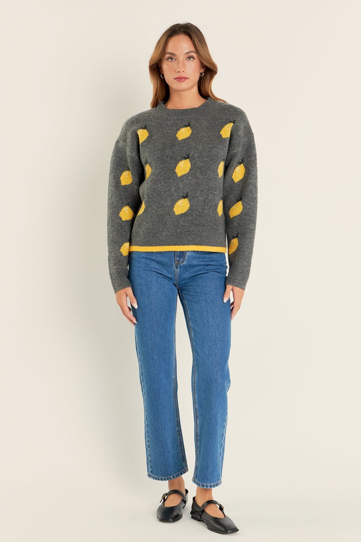 ENGLISH FACTORY - Lemon Crew Neck Knit - SWEATERS & KNITS available at Objectrare