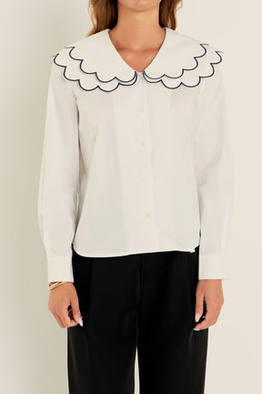 ENGLISH FACTORY - English Factory - Scallop Embroidery Blouse - SHIRTS & BLOUSES available at Objectrare