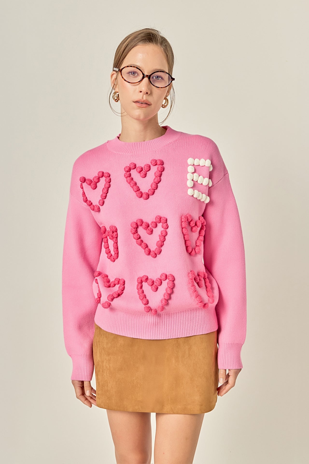 ENGLISH FACTORY - Pom Pom Heart Sweater - SWEATERS & KNITS available at Objectrare