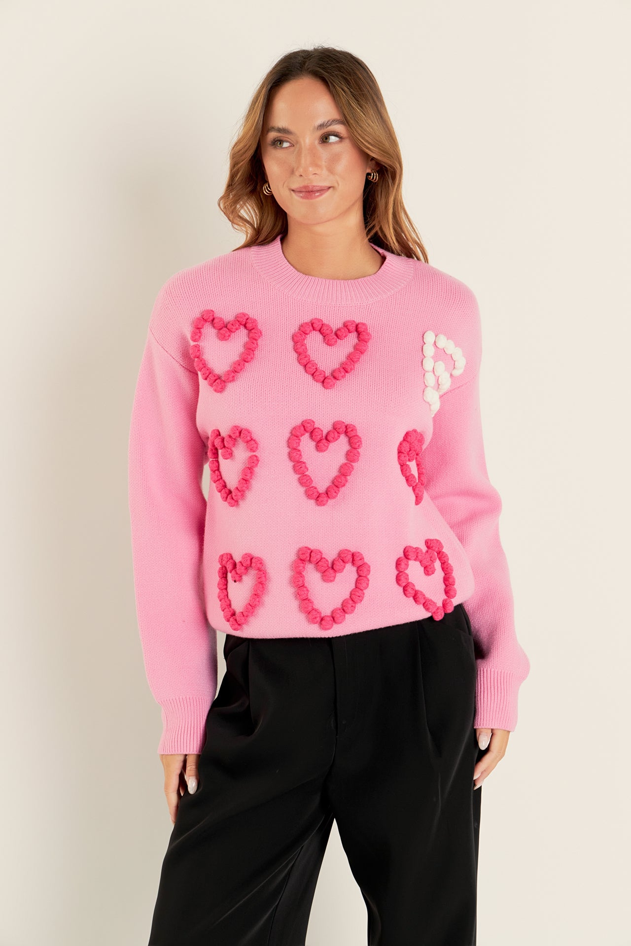 ENGLISH FACTORY - Pom Pom Heart Sweater - SWEATERS & KNITS available at Objectrare