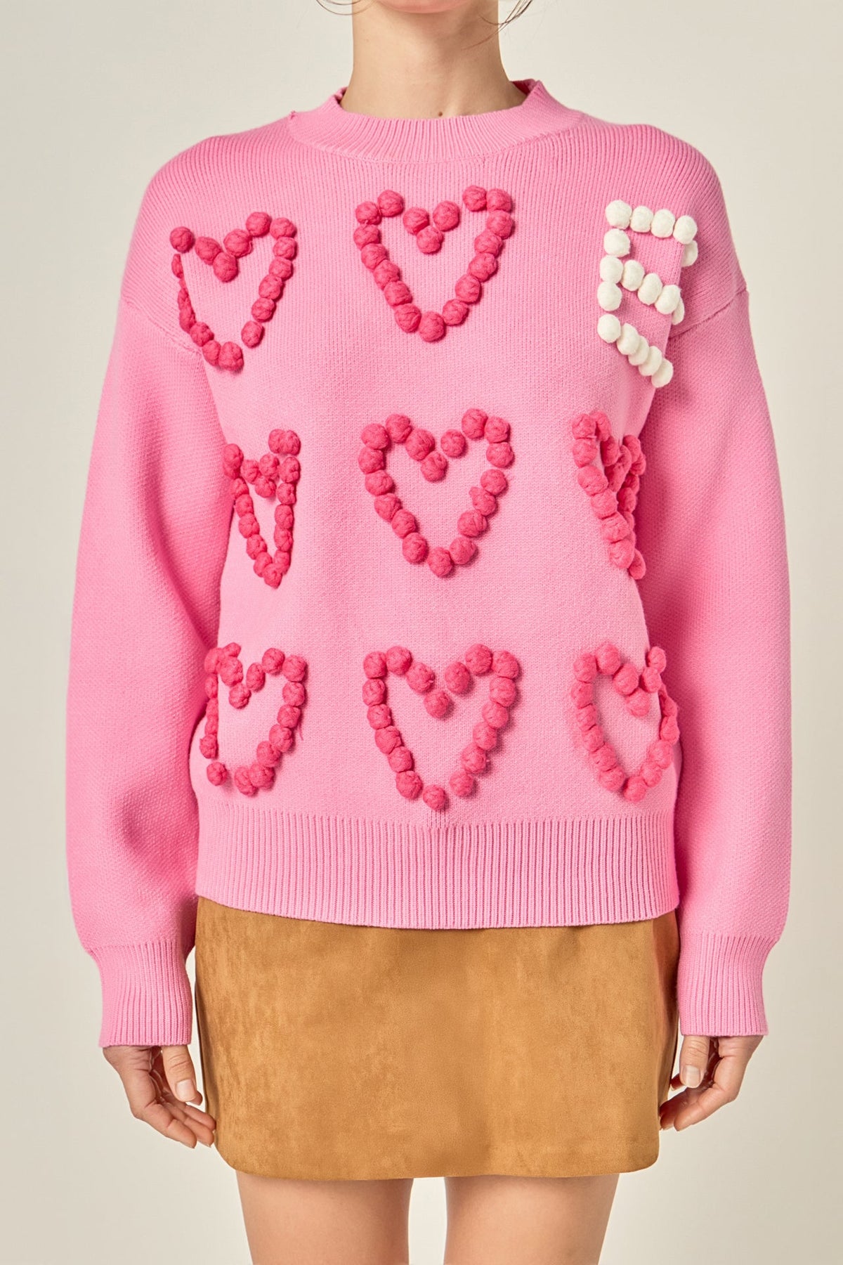 ENGLISH FACTORY - Pom Pom Heart Sweater - SWEATERS & KNITS available at Objectrare