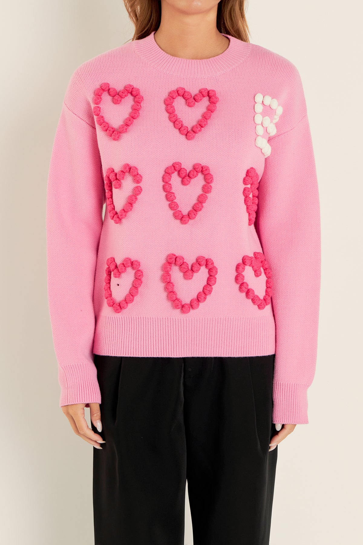 ENGLISH FACTORY - Pom Pom Heart Sweater - SWEATERS & KNITS available at Objectrare