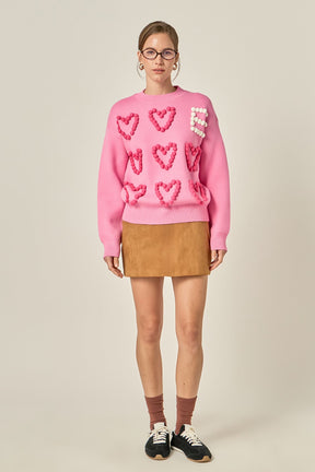ENGLISH FACTORY - Pom Pom Heart Sweater - SWEATERS & KNITS available at Objectrare