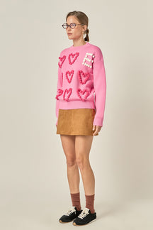 ENGLISH FACTORY - Pom Pom Heart Sweater - SWEATERS & KNITS available at Objectrare