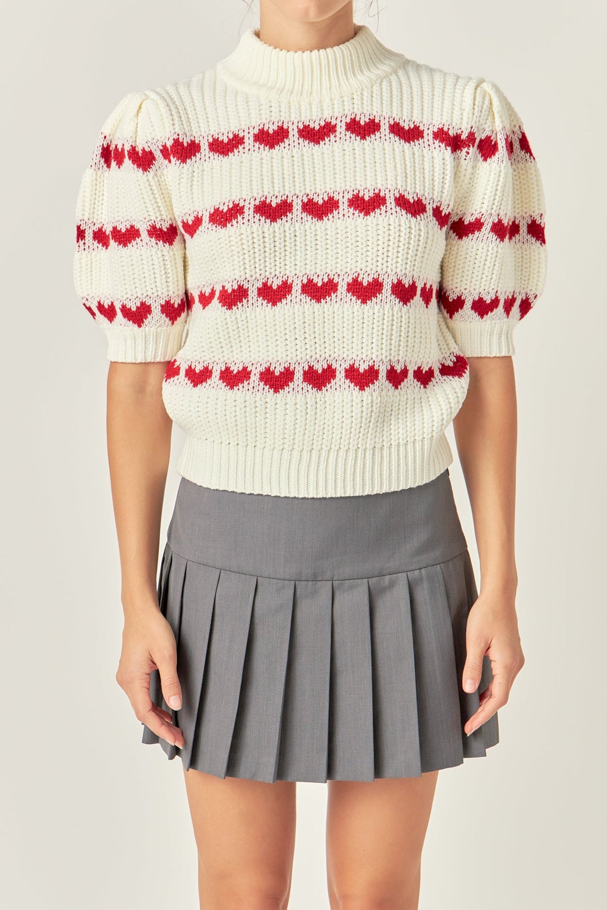 ENGLISH FACTORY - Heart Stripe Detail Sweater - SWEATERS & KNITS available at Objectrare