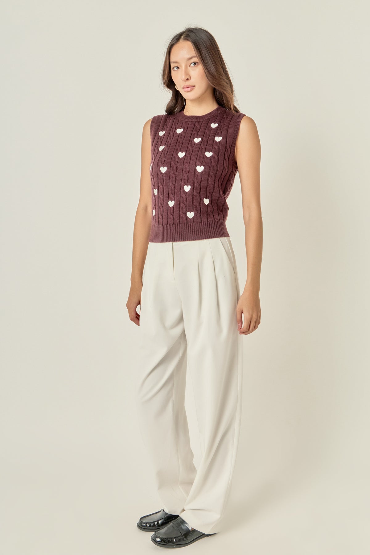 ENGLISH FACTORY - Embroidered Heart Knit Vest - TOPS available at Objectrare