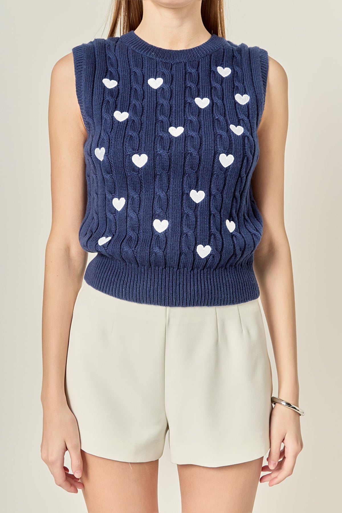 Embroidered Heart Knit Vest