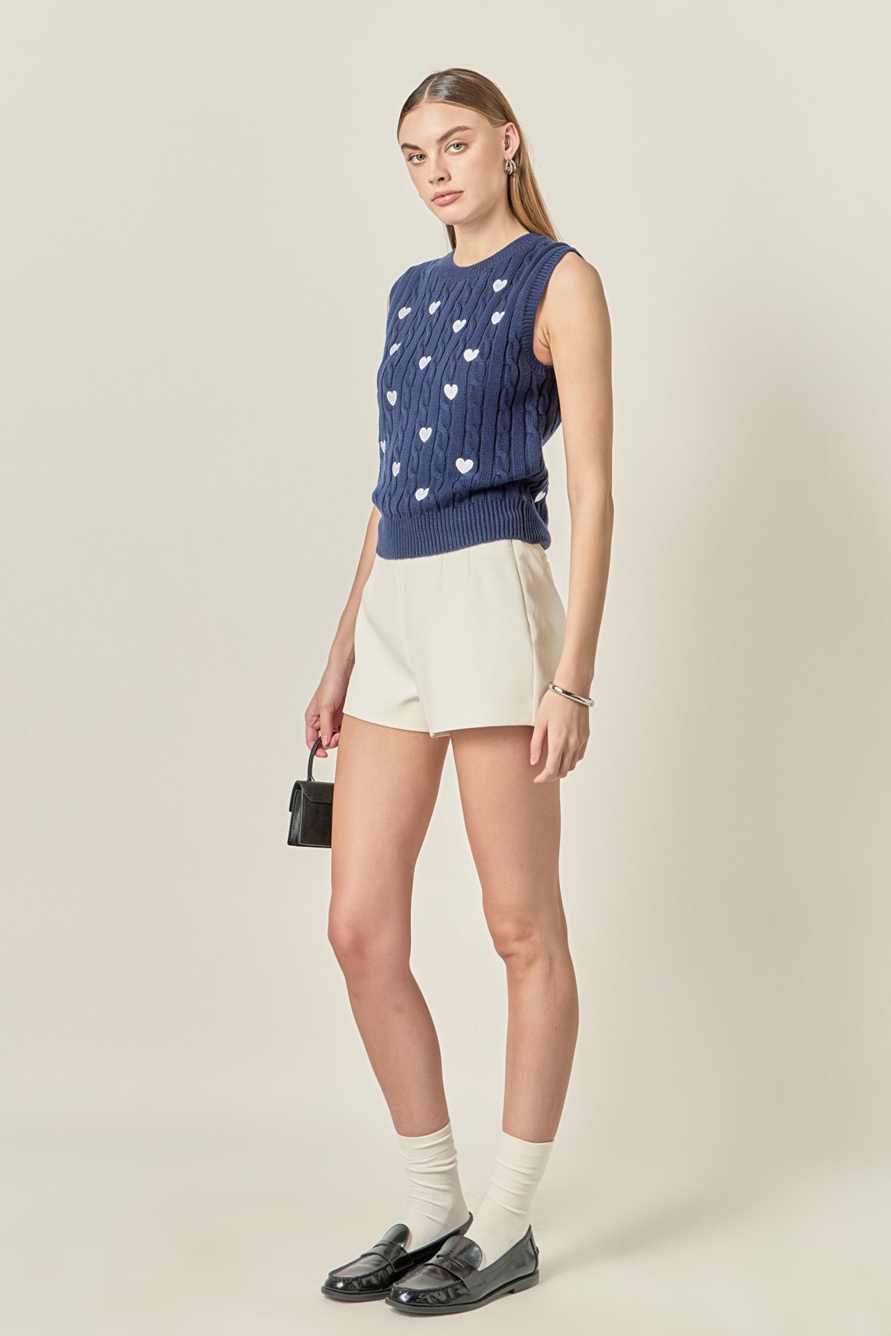 ENGLISH FACTORY - Embroidered Heart Knit Vest - TOPS available at Objectrare