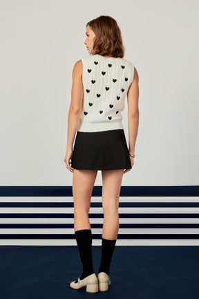 ENGLISH FACTORY - Heart Embroidery Round Neckline Vest - TOPS available at Objectrare