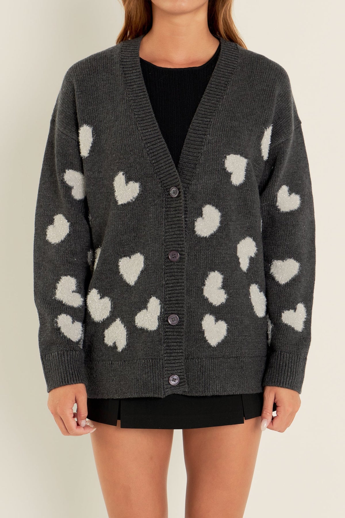 ENGLISH FACTORY - Lurex Heart Cardigan - JACKETS available at Objectrare