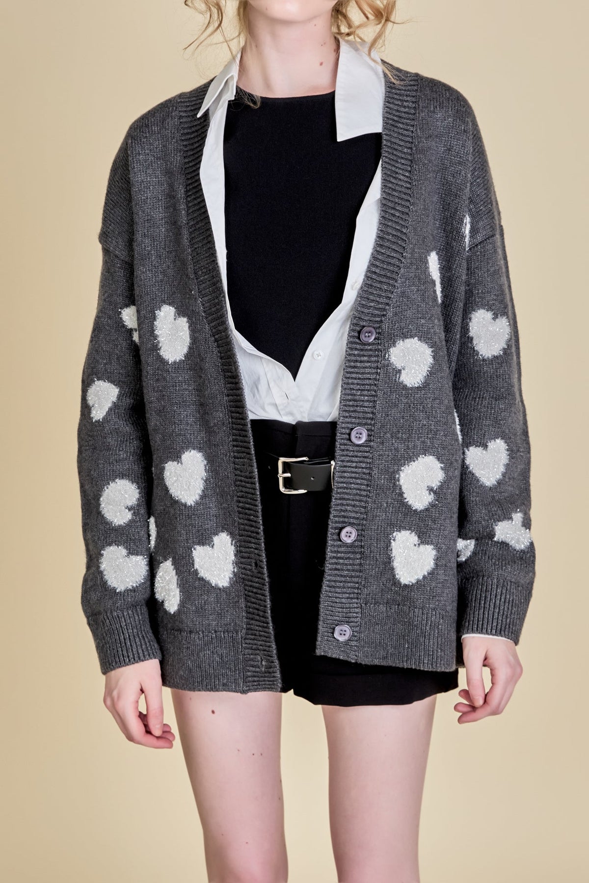 ENGLISH FACTORY - Lurex Heart Cardigan - JACKETS available at Objectrare