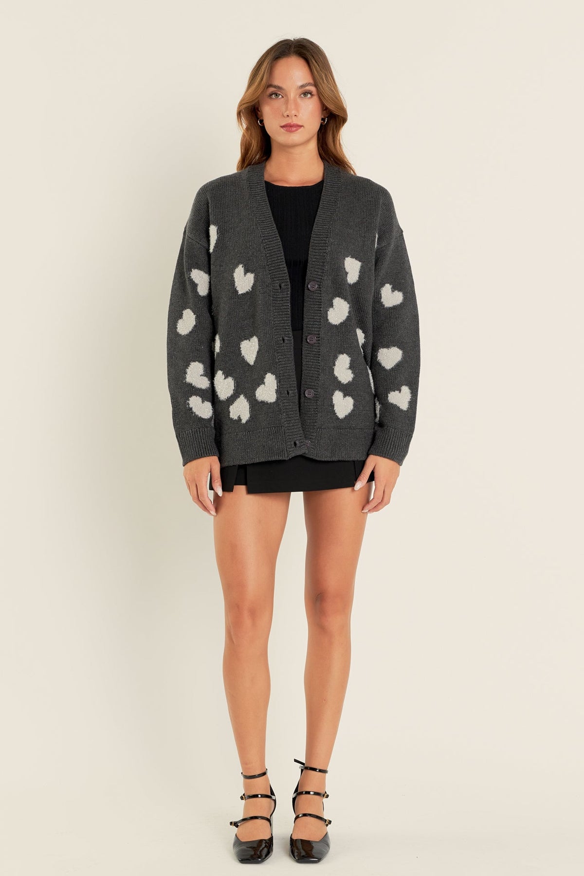 ENGLISH FACTORY - Lurex Heart Cardigan - JACKETS available at Objectrare