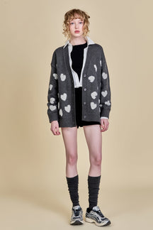 ENGLISH FACTORY - English Factory - Lurex Heart Cardigan - JACKETS available at Objectrare