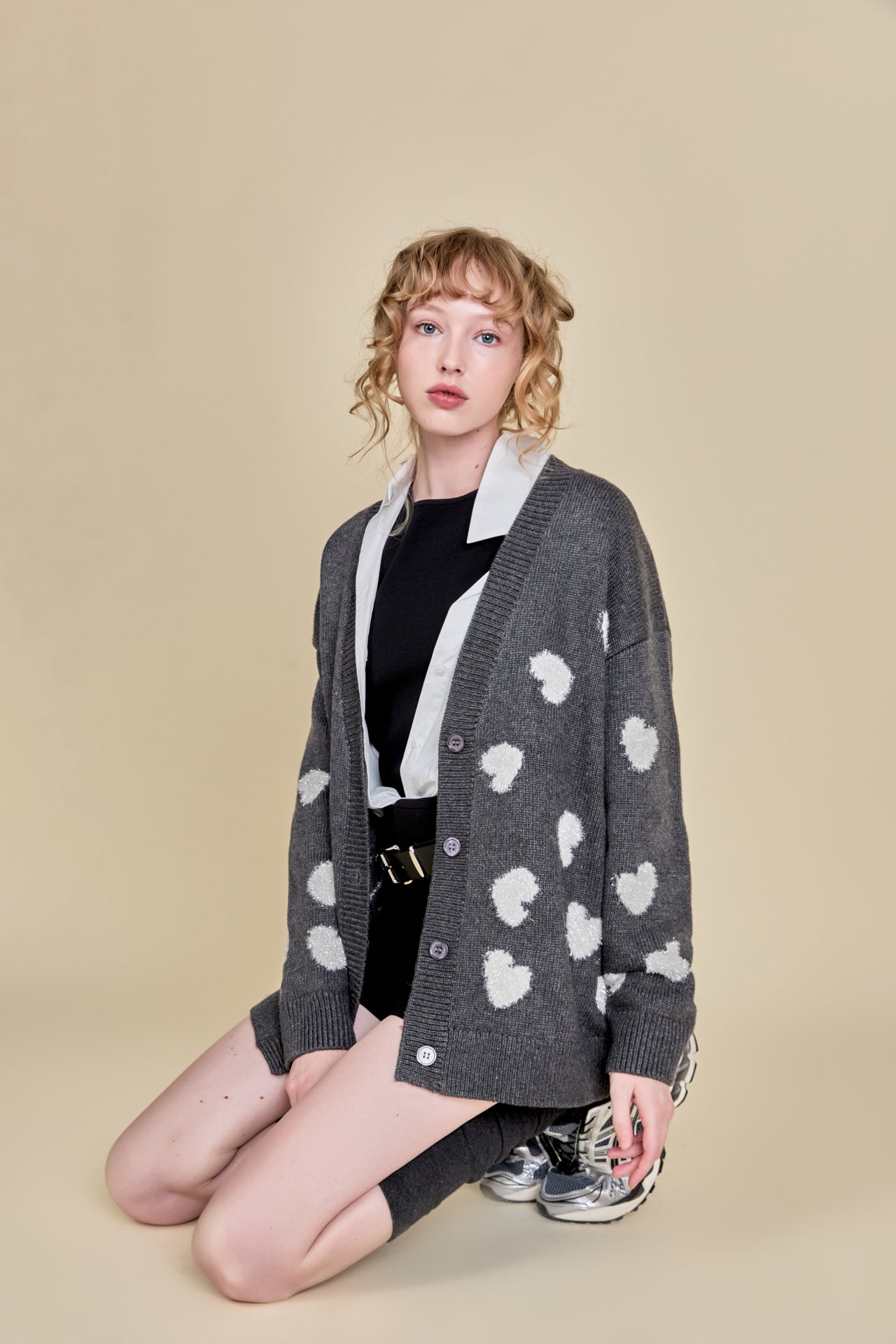 ENGLISH FACTORY - English Factory - Lurex Heart Cardigan - JACKETS available at Objectrare