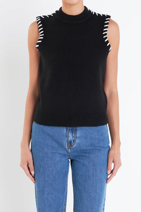 ENGLISH FACTORY - Stitch Detailed Knit Vest - TOPS available at Objectrare