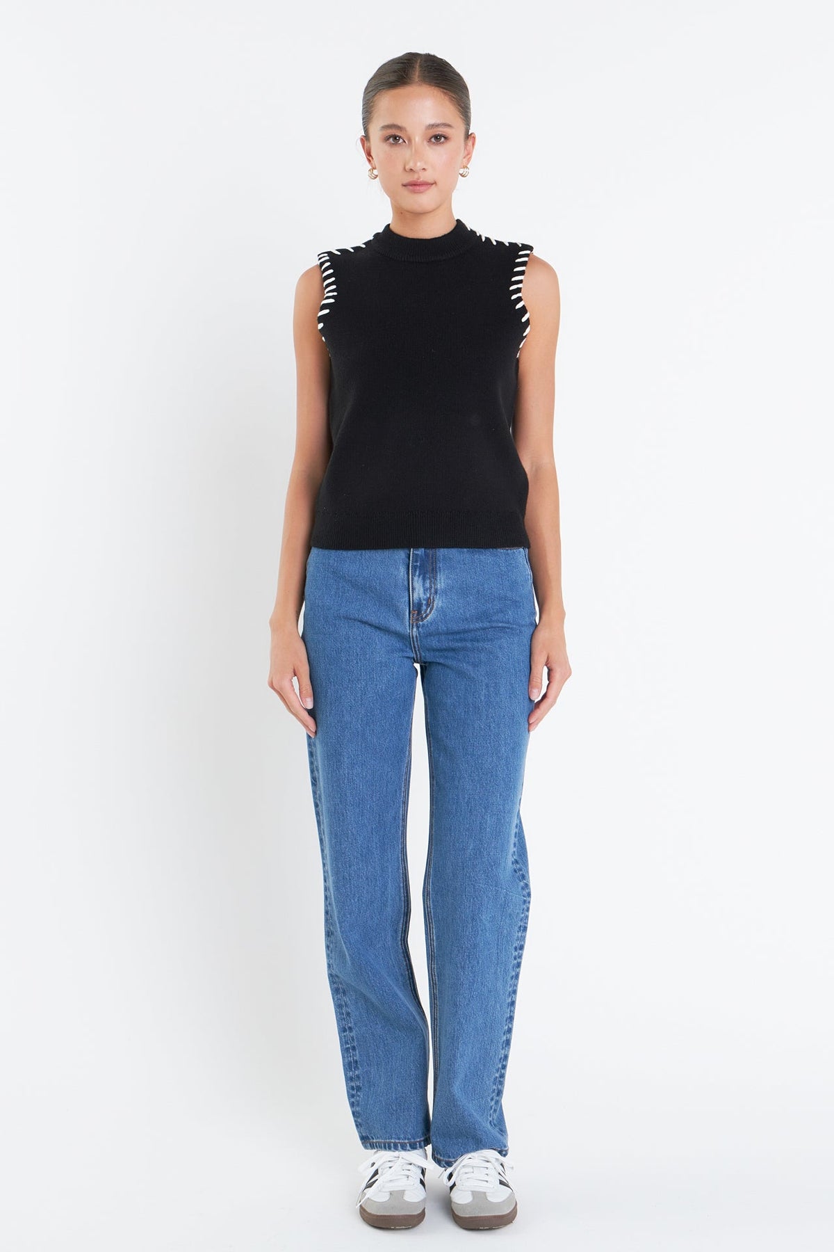 ENGLISH FACTORY - Stitch Detailed Knit Vest - TOPS available at Objectrare