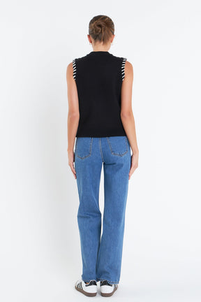 ENGLISH FACTORY - Stitch Detailed Knit Vest - TOPS available at Objectrare