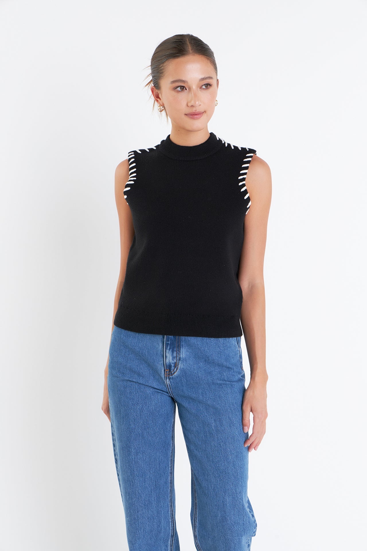 ENGLISH FACTORY - Stitch Detailed Knit Vest - TOPS available at Objectrare
