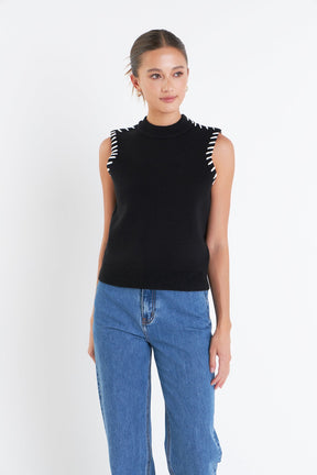 ENGLISH FACTORY - Stitch Detailed Knit Vest - TOPS available at Objectrare