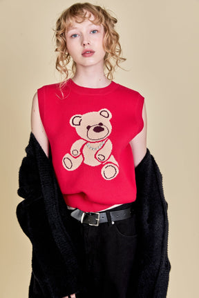 ENGLISH FACTORY - Teddy Bear Knit Vest - VESTS available at Objectrare