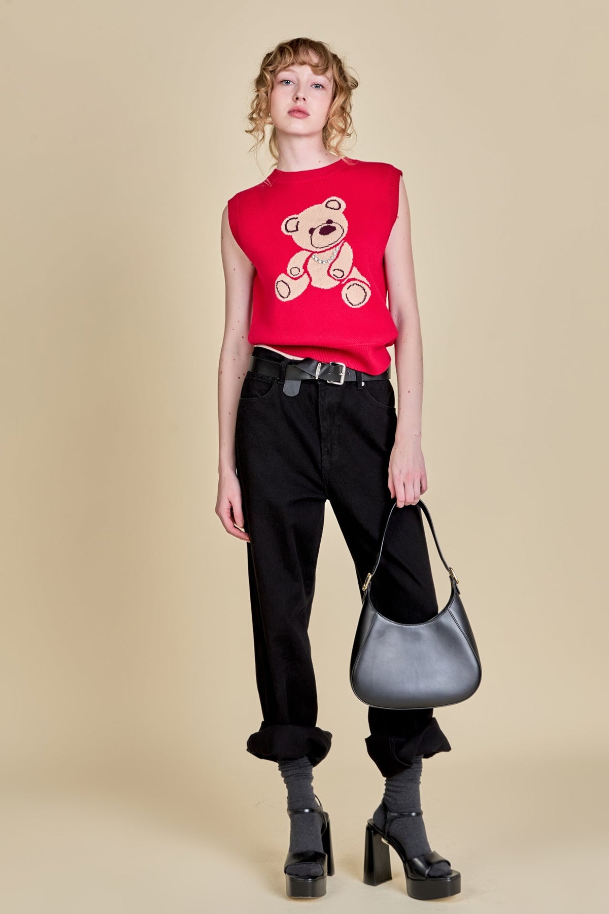 ENGLISH FACTORY - Teddy Bear Knit Vest - VESTS available at Objectrare