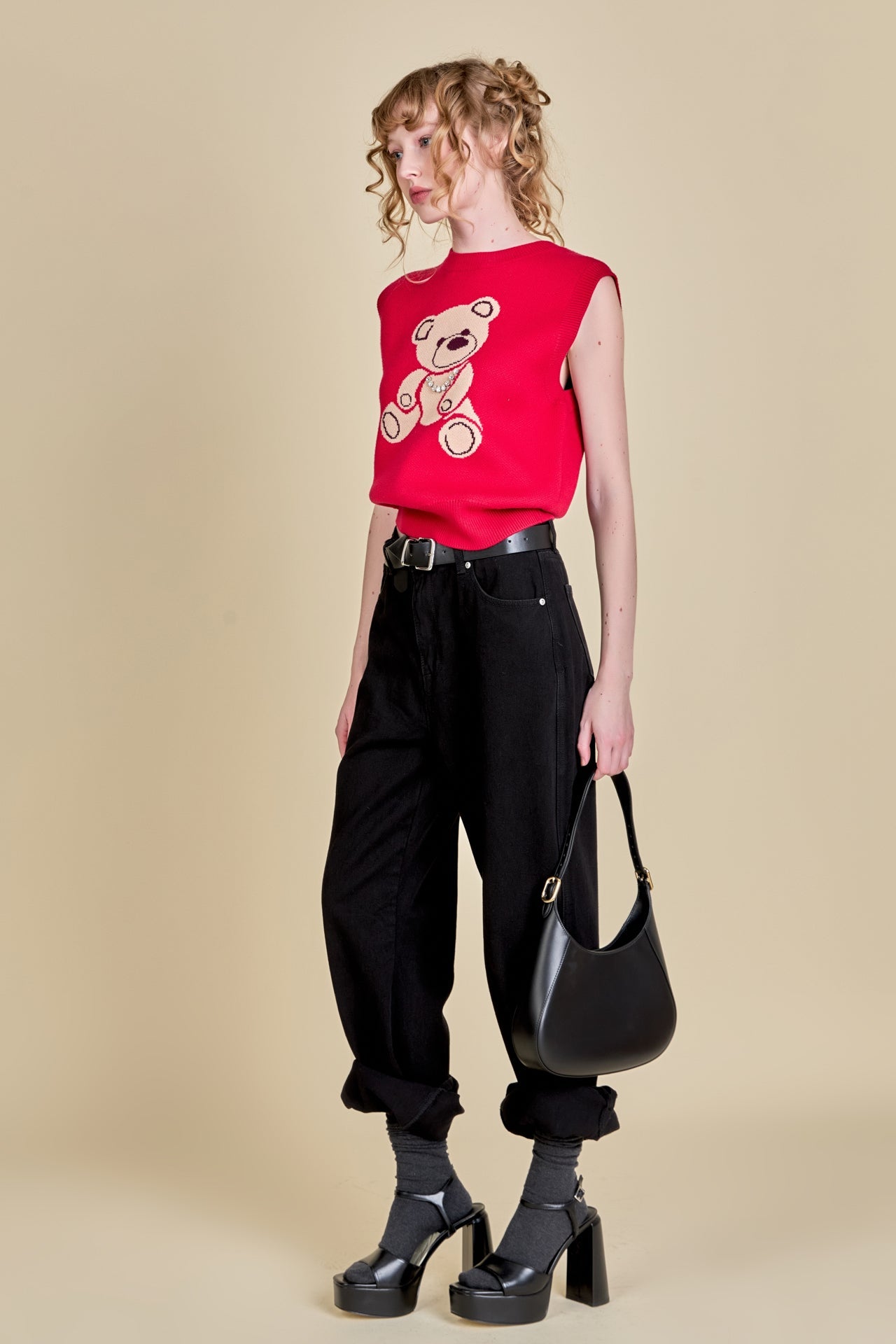 ENGLISH FACTORY - Teddy Bear Knit Vest - VESTS available at Objectrare