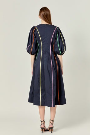 ENGLISH FACTORY - Contrast Binding Midi Dress - DRESSES available at Objectrare