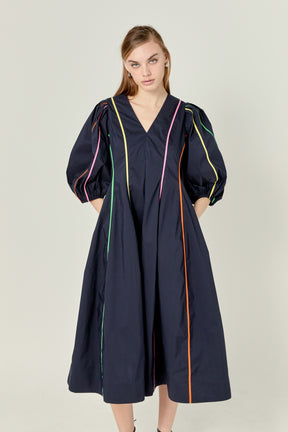 ENGLISH FACTORY - Contrast Binding Midi Dress - DRESSES available at Objectrare