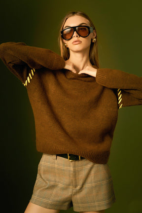 ENGLISH FACTORY - Top Stitch Knit - TOPS available at Objectrare