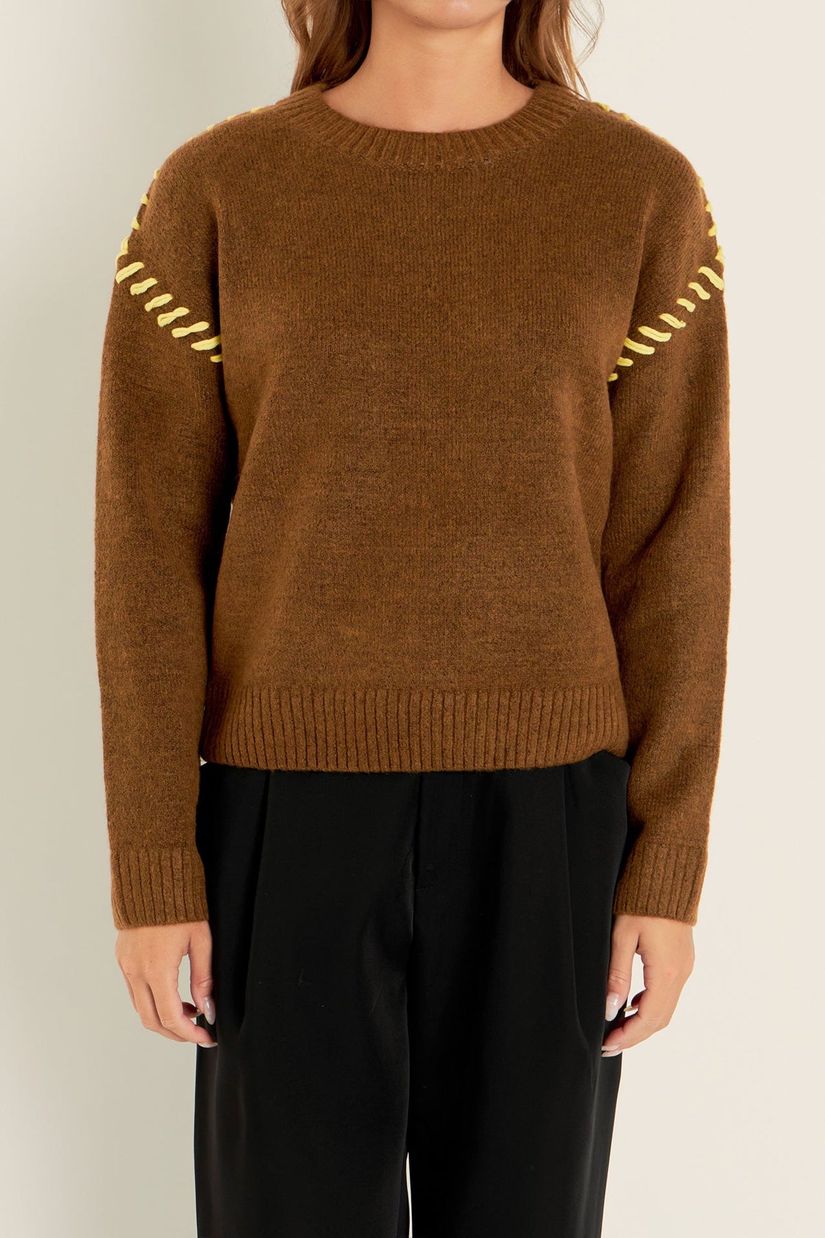 ENGLISH FACTORY - Top Stitch Knit - TOPS available at Objectrare