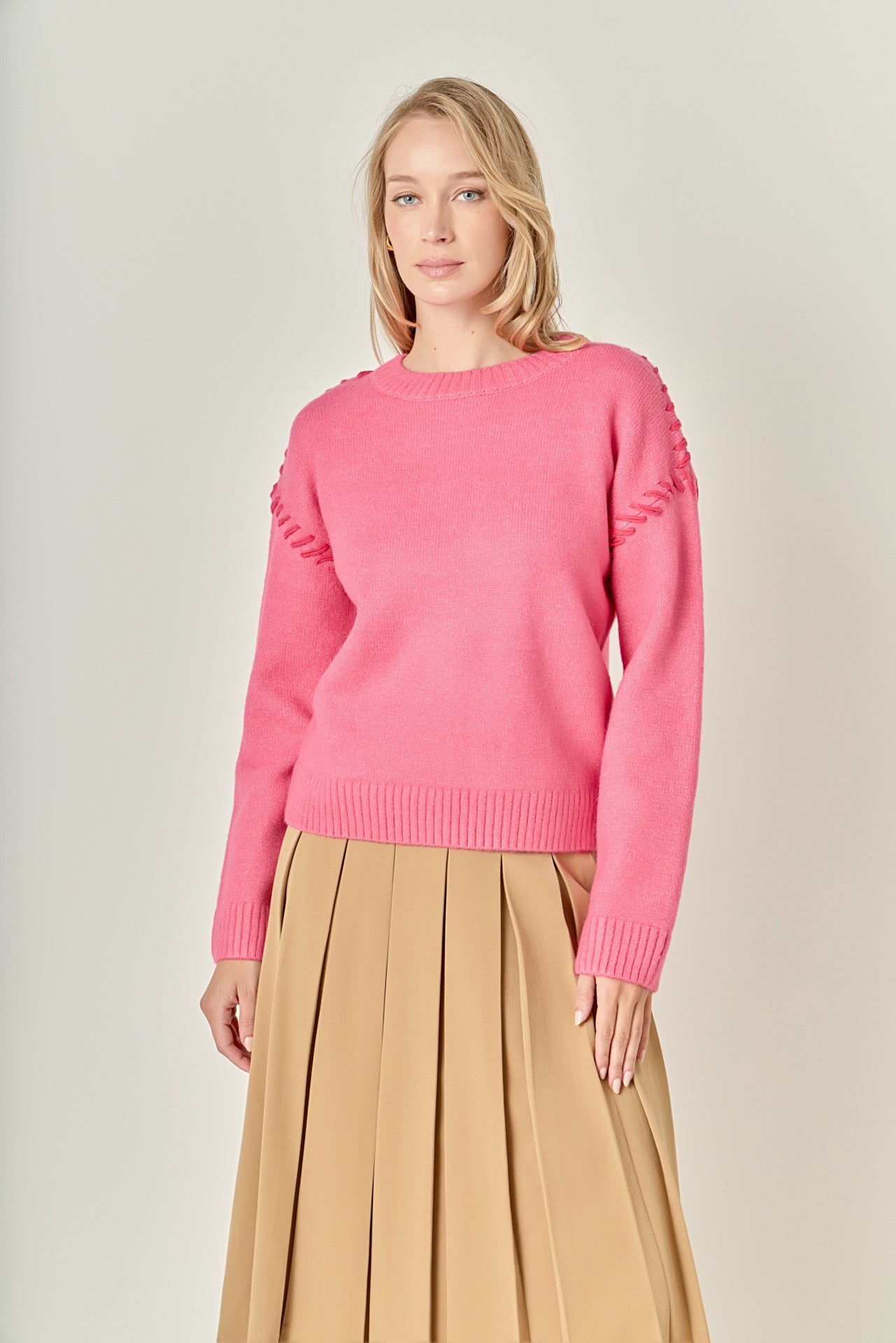 ENGLISH FACTORY - Top Stitch Knit - TOPS available at Objectrare