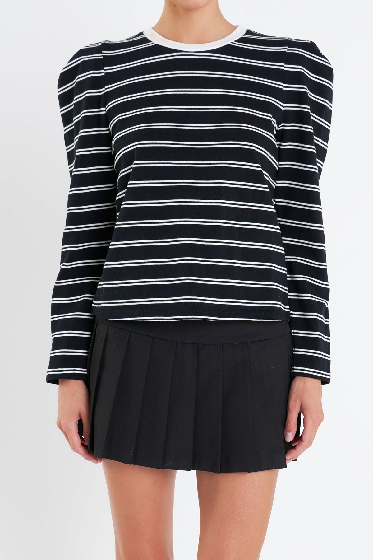 ENGLISH FACTORY - English Factory - Striped Puff Sleeves Top - TOPS available at Objectrare