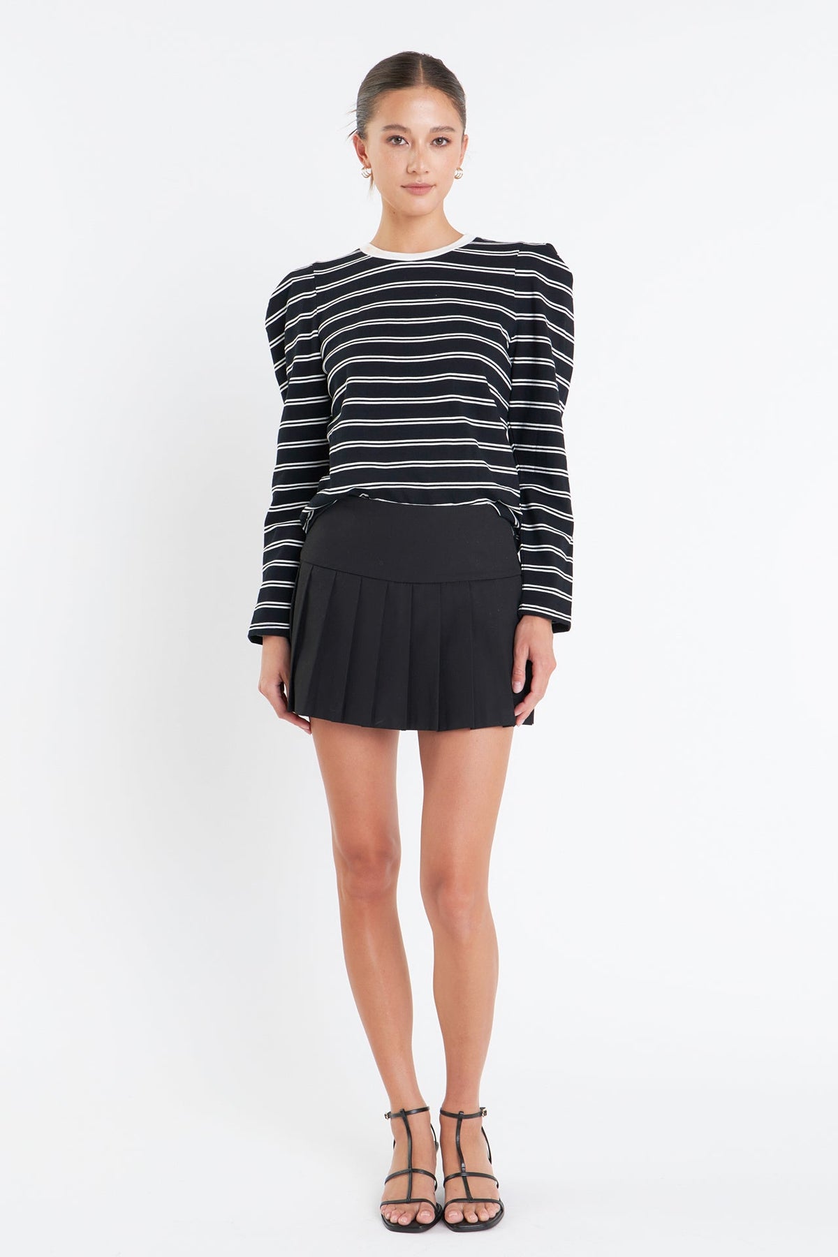 ENGLISH FACTORY - English Factory - Striped Puff Sleeves Top - TOPS available at Objectrare