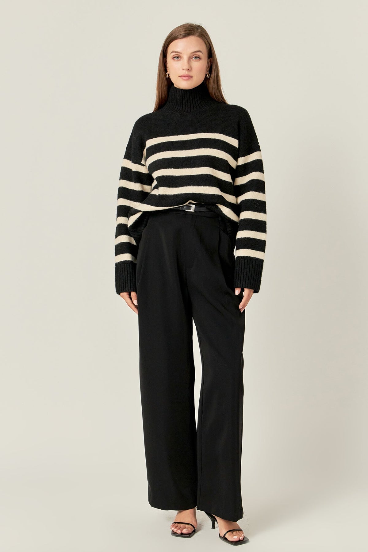 ENGLISH FACTORY - Stripe Turtle Neck Knit - TOPS available at Objectrare