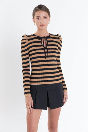 ENGLISH FACTORY - English Factory - Stripe Bow Knit Top - TOPS available at Objectrare