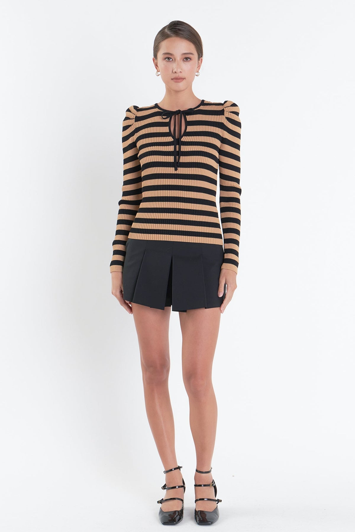 ENGLISH FACTORY - Stripe Bow Knit Top - TOPS available at Objectrare